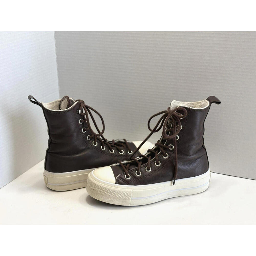 Converse Chuck Taylor Cats Lift High Platform Women's Brown Leather Lined Size 6